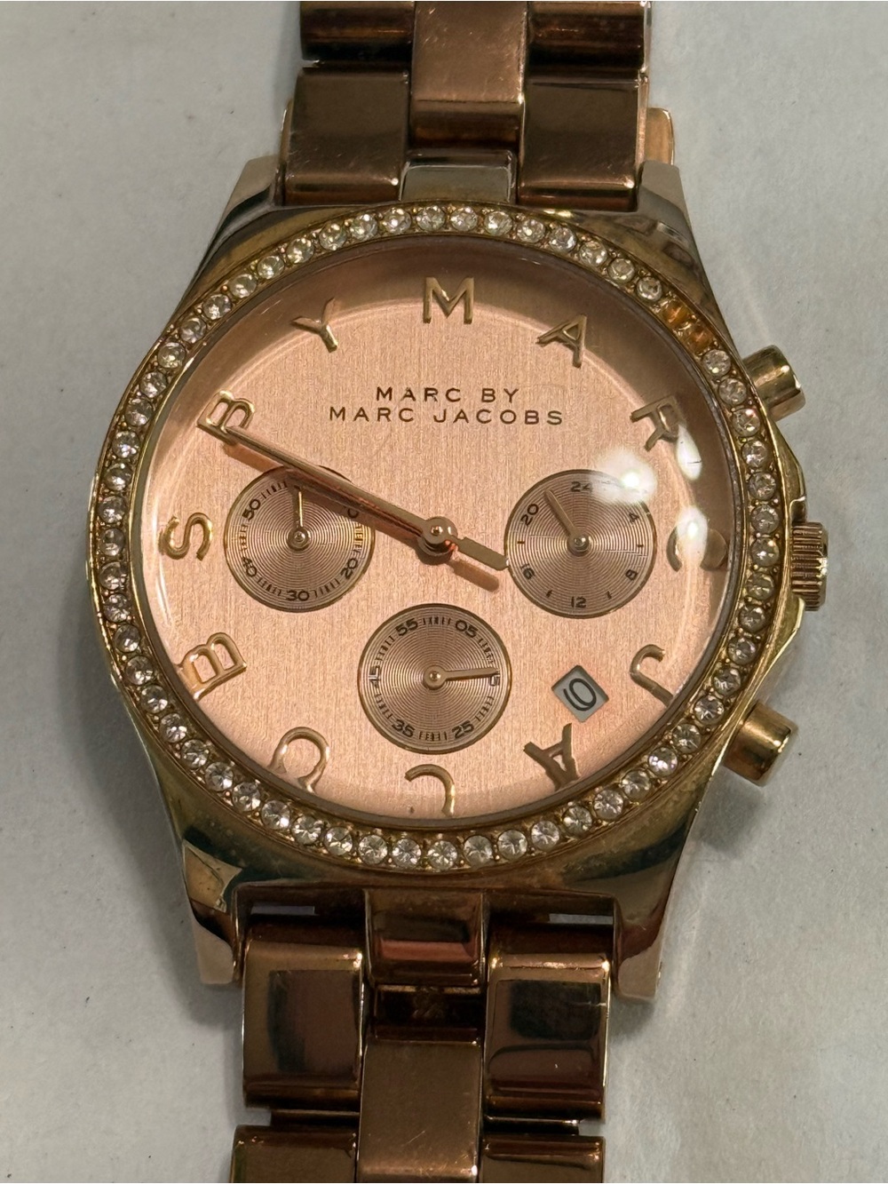Marc By Marc Jacobs Henry Glitz Chronograph Watch Model Mbm3118 Rose Gold Tone View 3